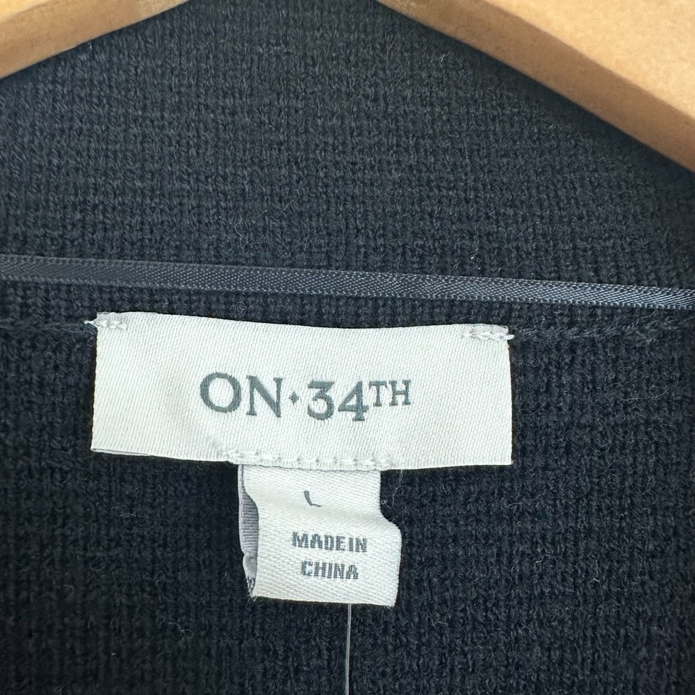 On 34th Sweater Blazer Deep Black Notch Collar Pockets Long Sleeve Womens Large - Picture 4 of 8